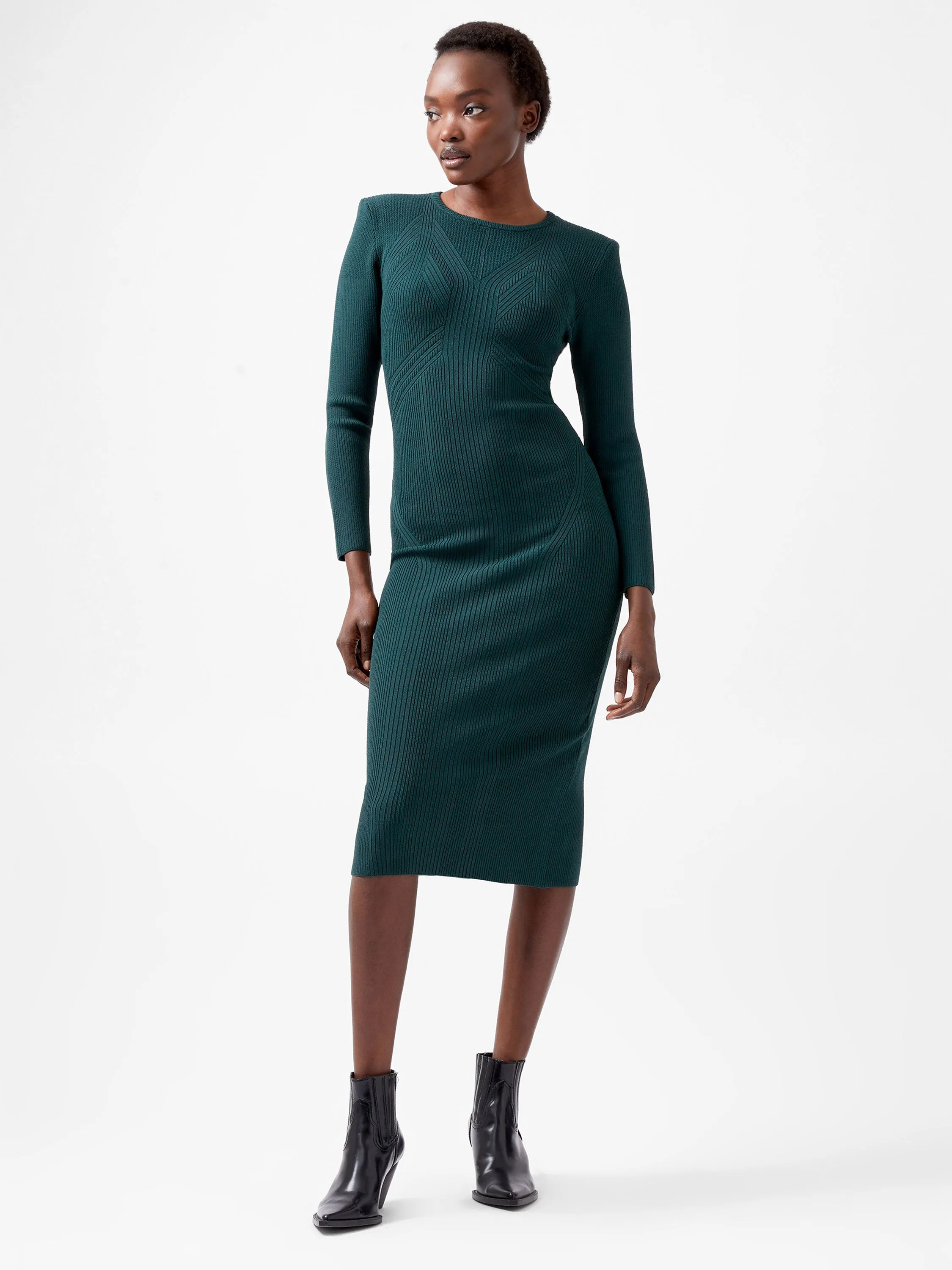 Kairi Rib Long Sleeve Midi Dress