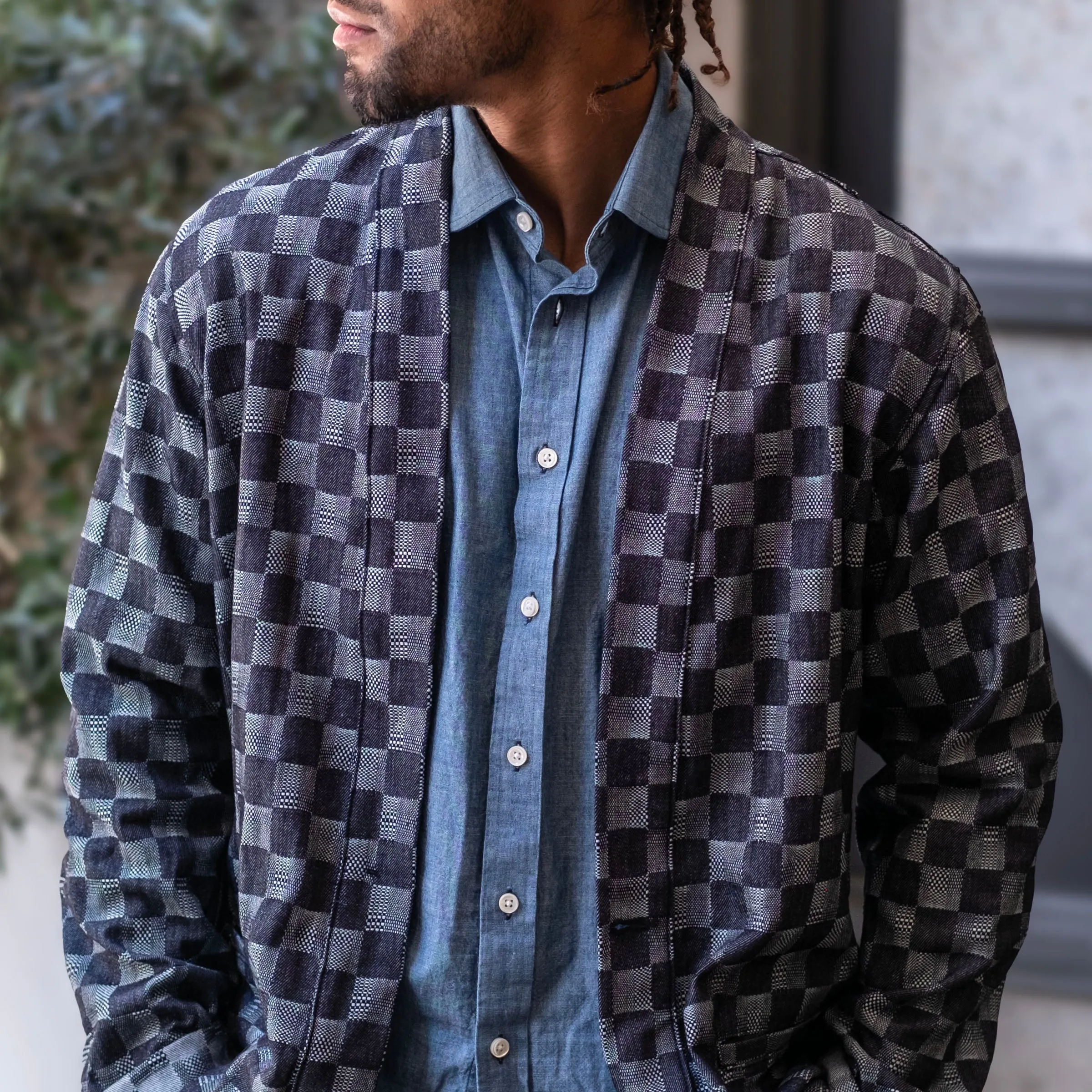 Kamigata Jacket in Checkerboard Jacquard Denim