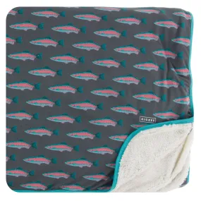 KicKee Pants Stone Rainbow Trout Sherpa-Lined Throw Blanket