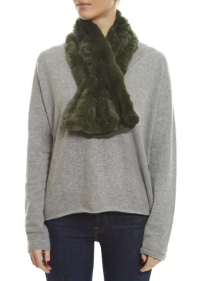 Knitted Rex Rabbit Khaki 'Loop' Luxury Fur Scarf