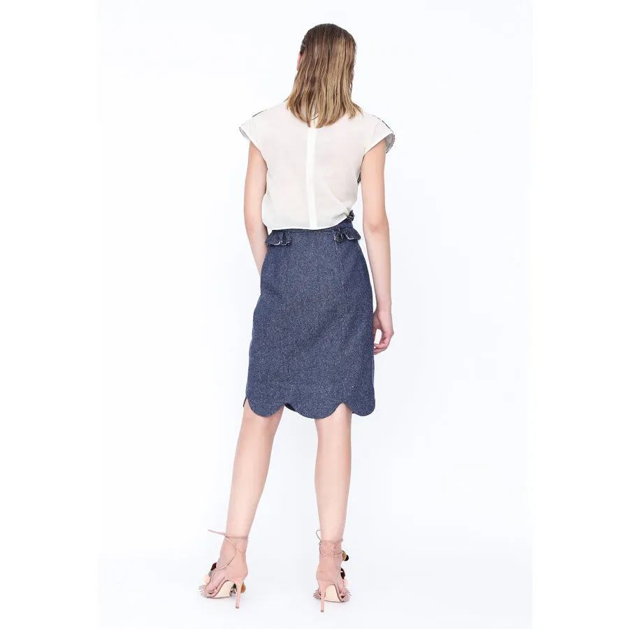 Le 404 - Straight Skirt with frilled trims