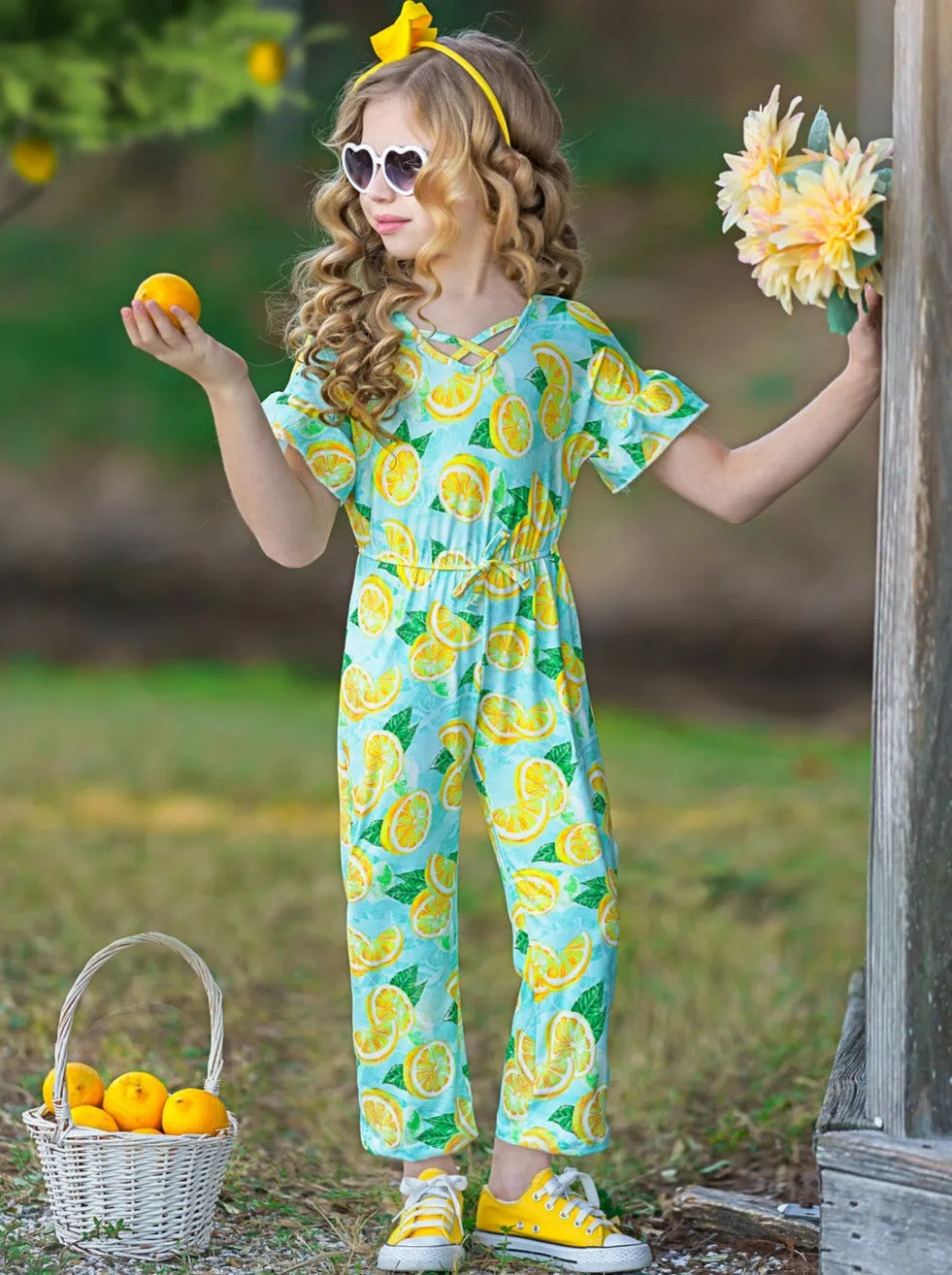 Lemon Fresh Ruffle Sleeve Jumpsuit