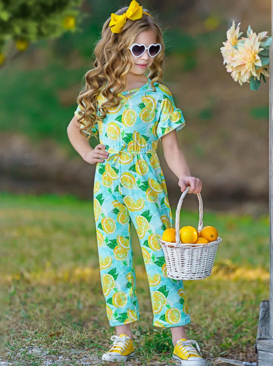 Lemon Fresh Ruffle Sleeve Jumpsuit