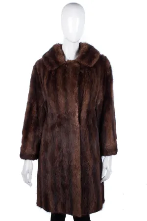 Leroy Furs Mink Fur Coat Mid Brown Size M