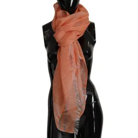 Malo Elegant Orange Linen Shawl Wrap Scarf