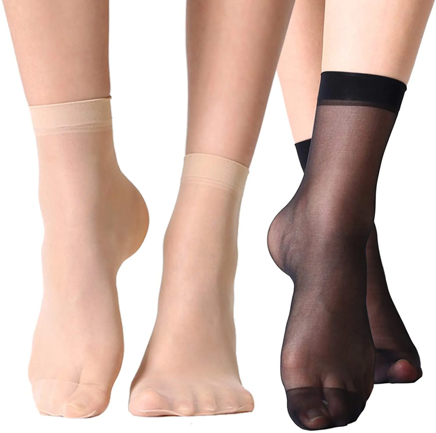 MANZI 12 Pairs Women's Ankle High Sheer Socks