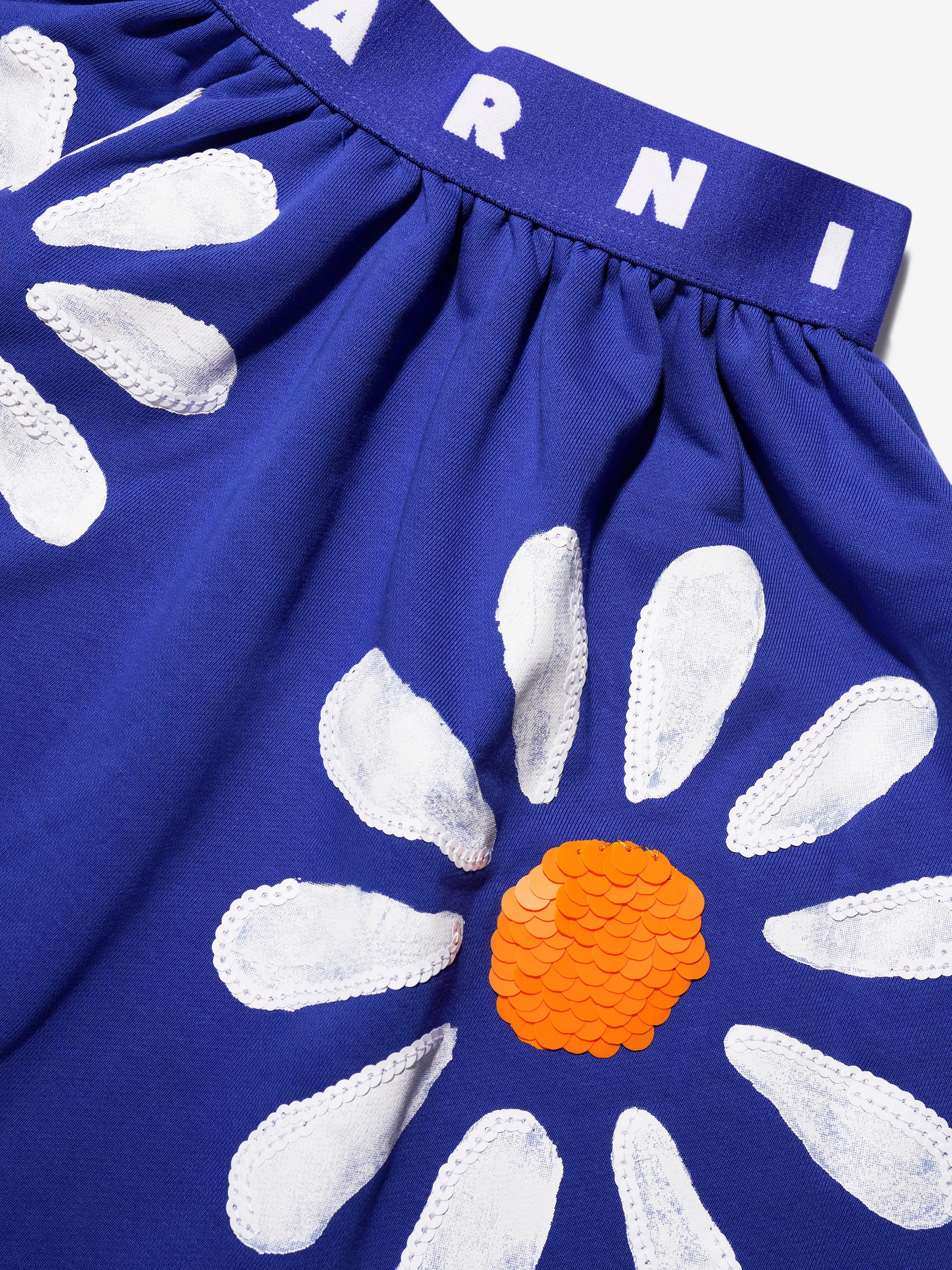 MARNI Girls Daisy Flower Skirt in Blue