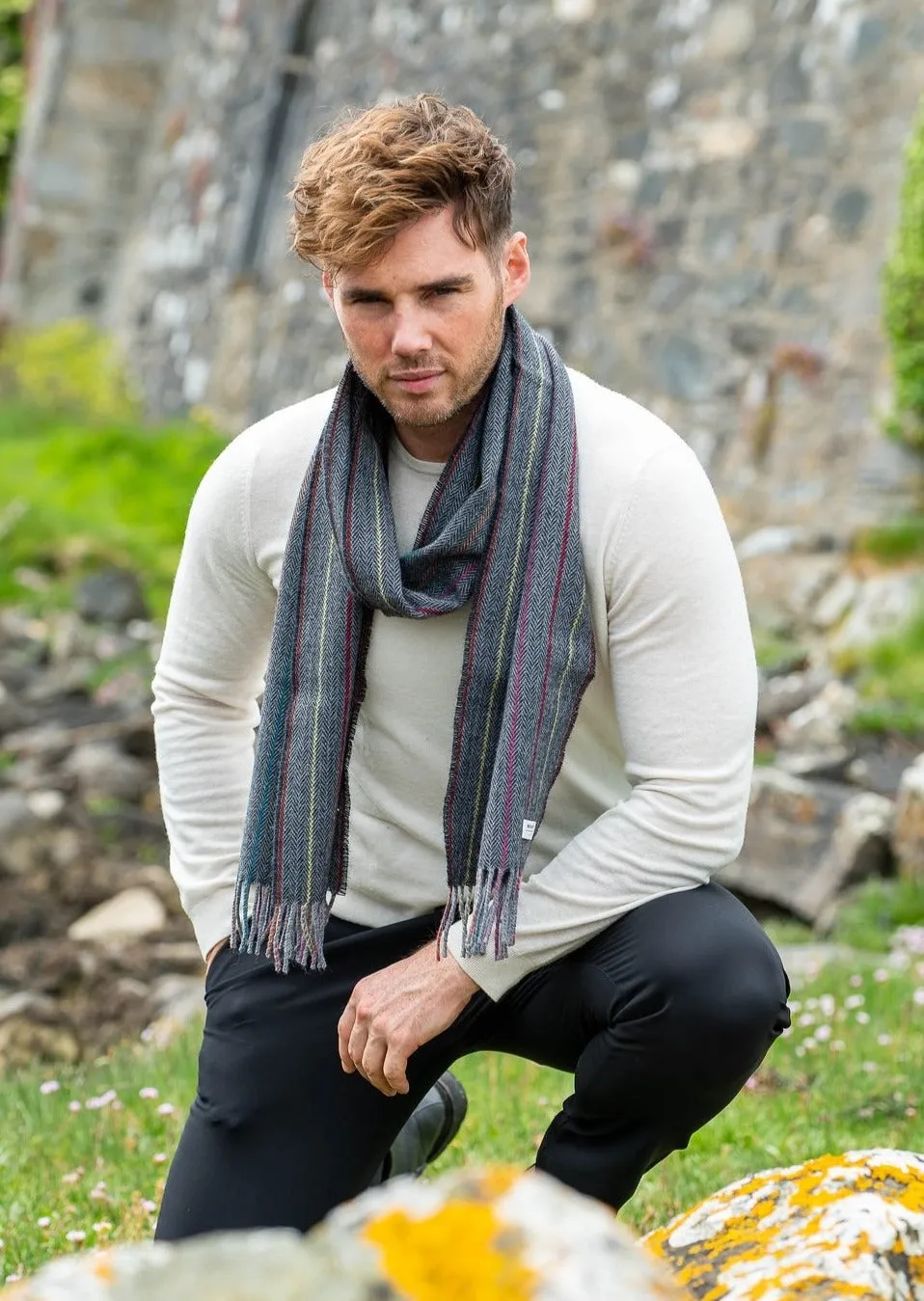 McNutt Lambswool Scarf | Charcoal Rainbow