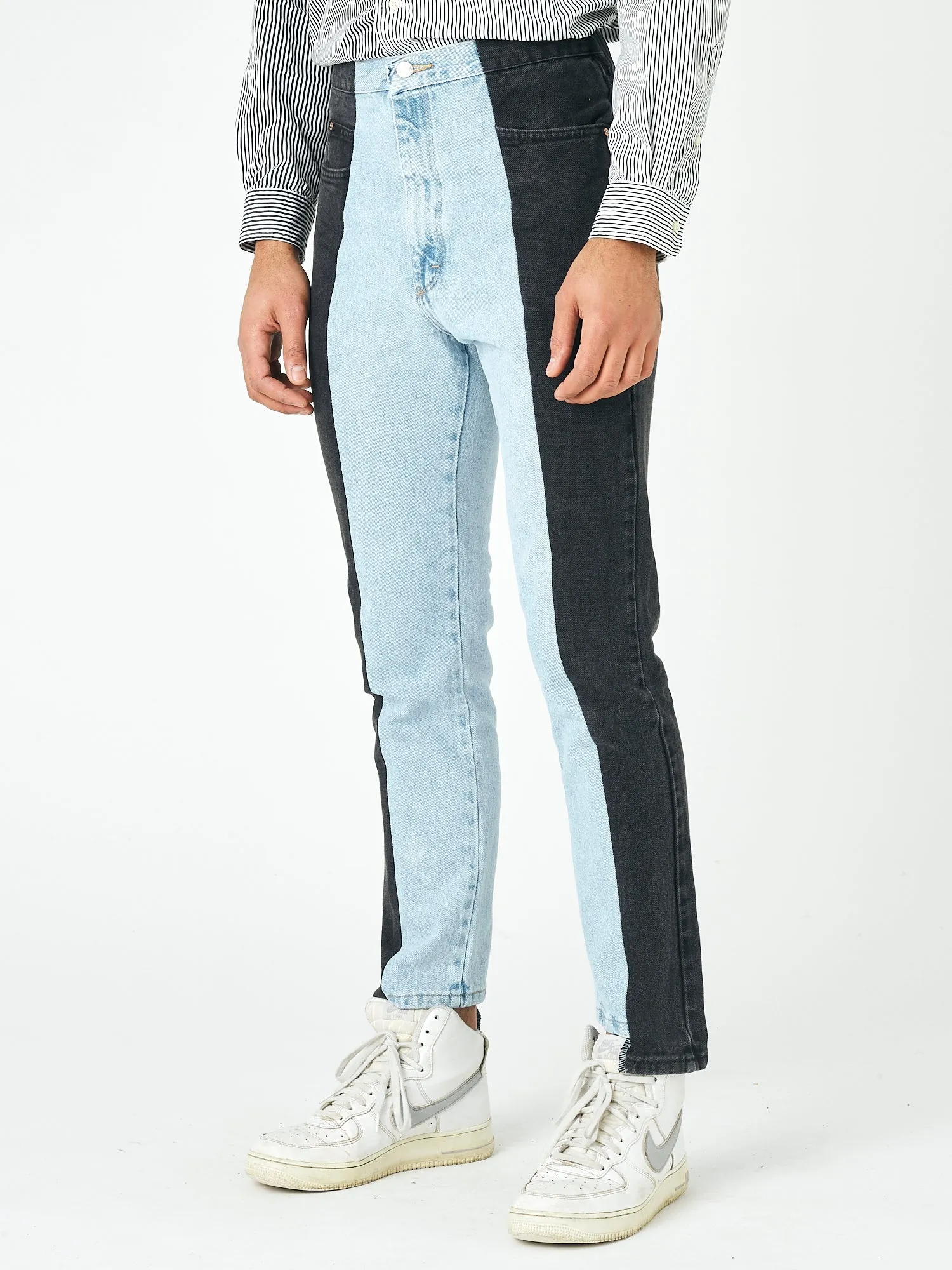 Men's Straight Leg Jean Black/Light Blue