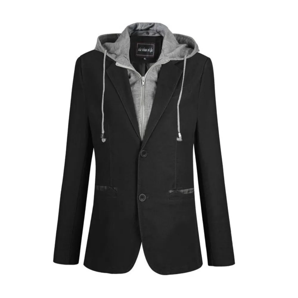 Mens Street Style Hooded Blazer in Black