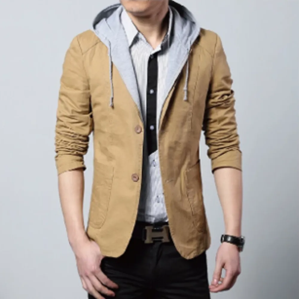 Mens Street Style Hooded Blazer in Black