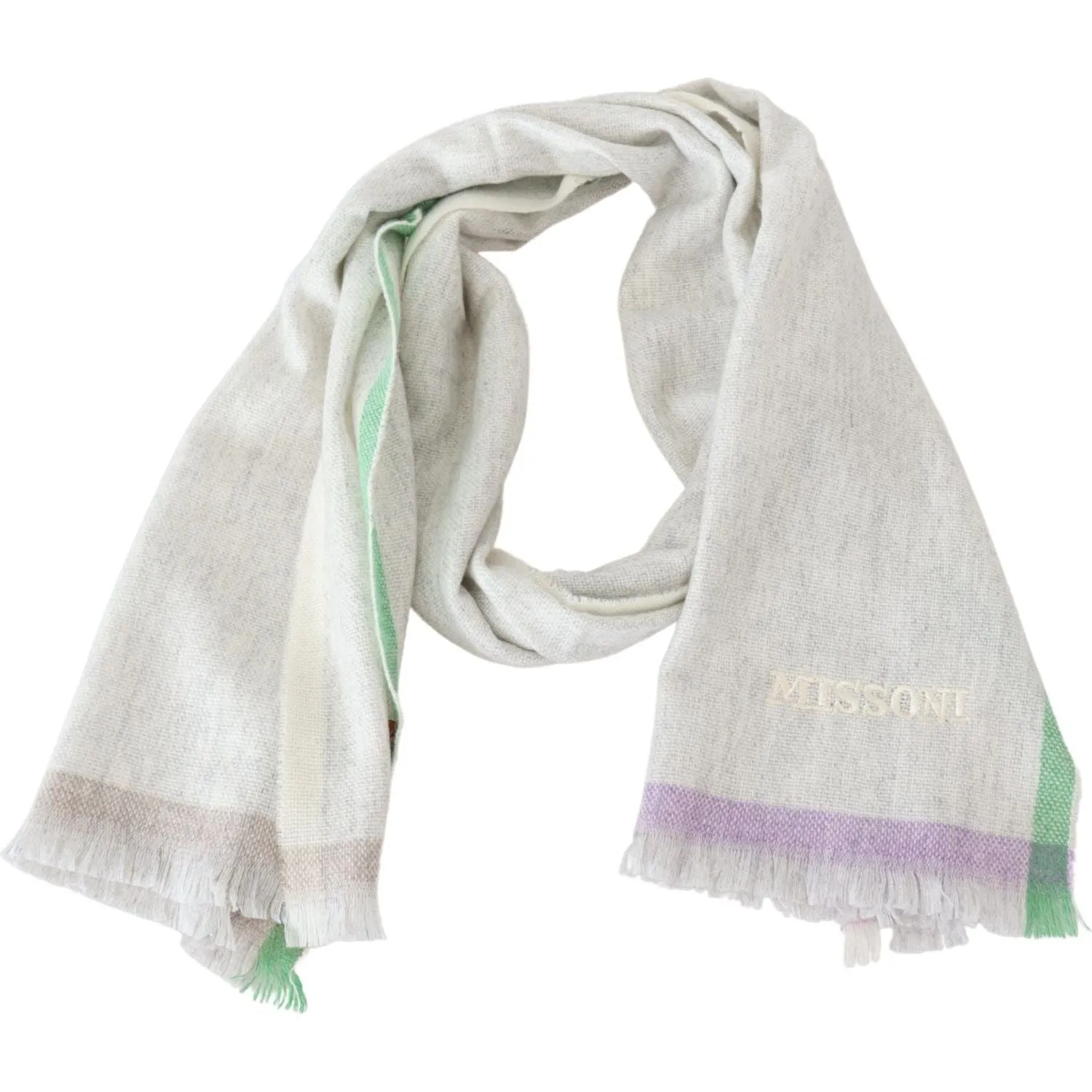 Missoni Multicolor Cashmere Line Pattern Scarf