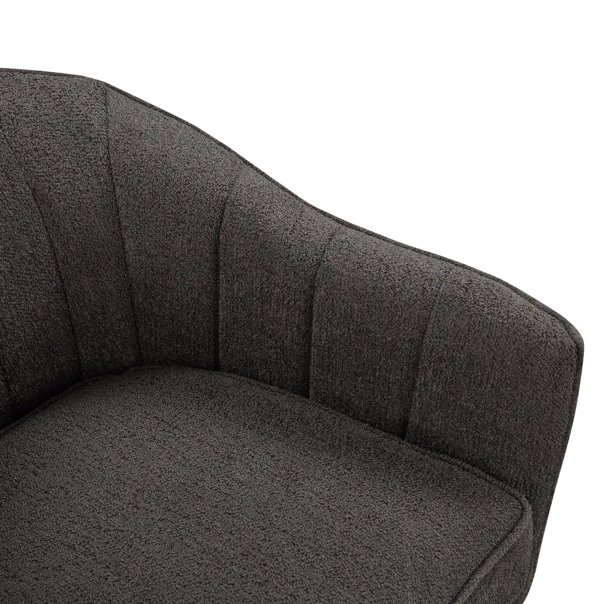 Modern Curved Channel-Tufted Sofa with Textured Fabric Upholstery