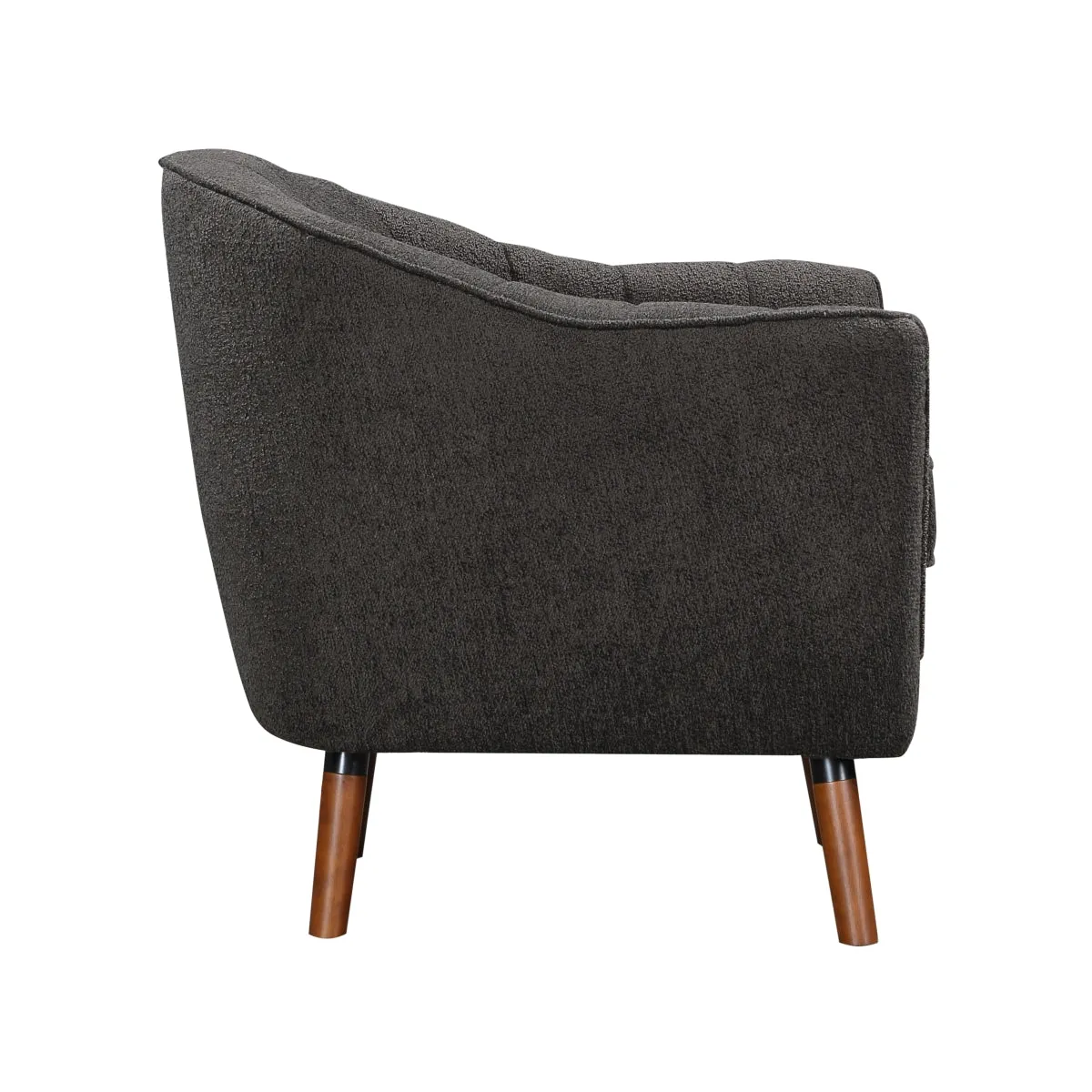 Modern Curved Channel-Tufted Sofa with Textured Fabric Upholstery