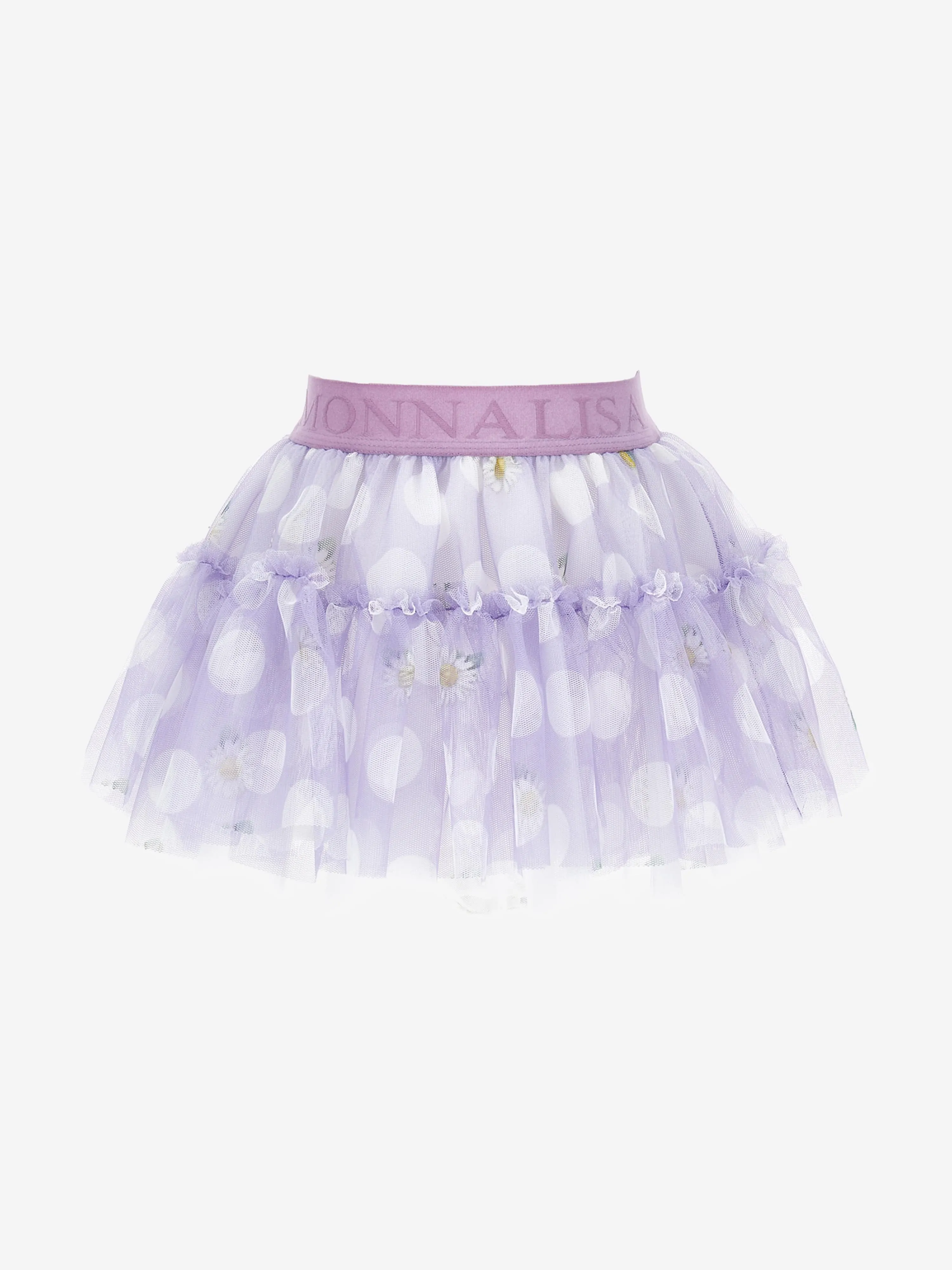 Monnalisa Baby Girls Daisy Polka Dots Tulle Skirt in Purple