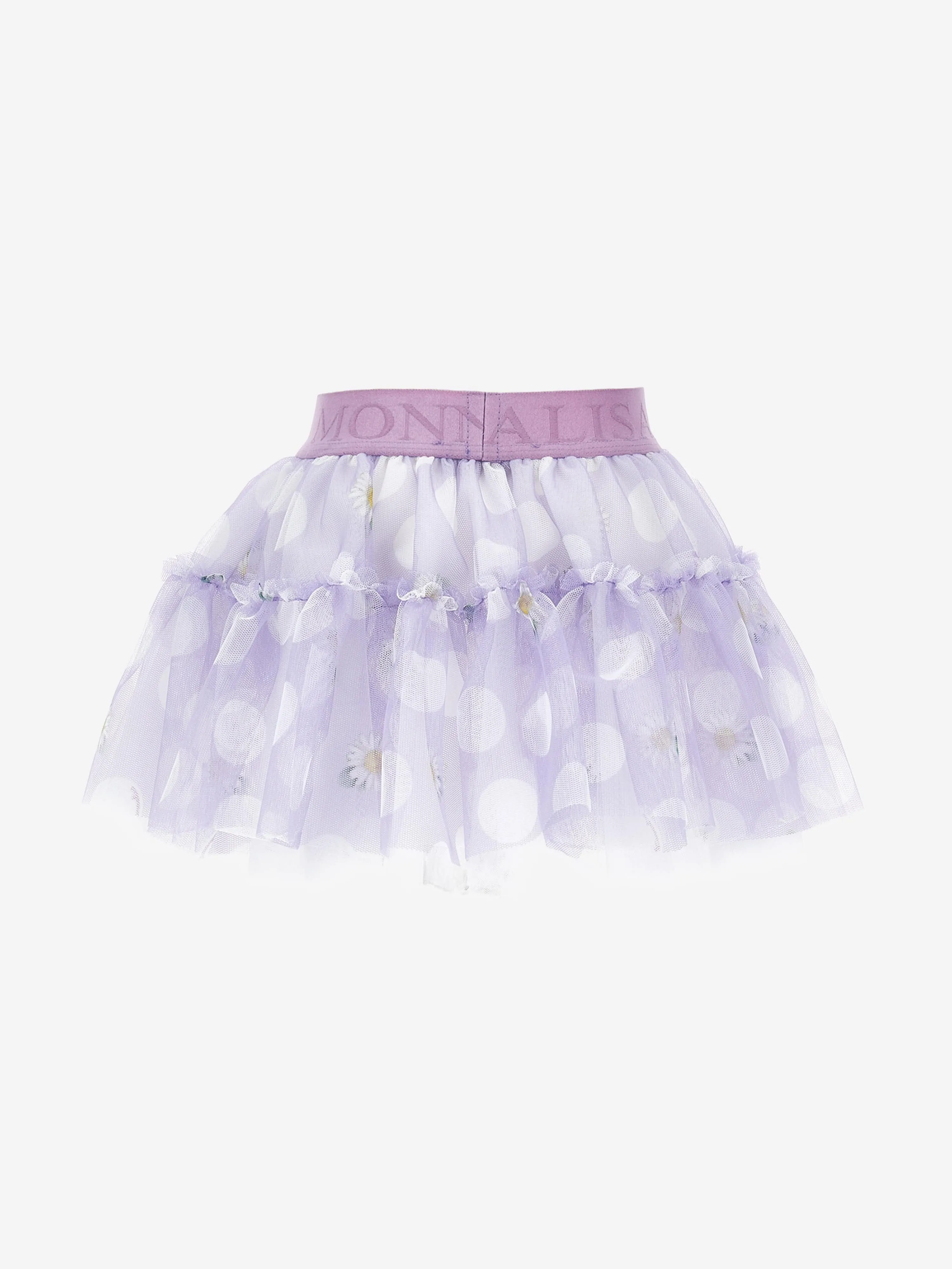 Monnalisa Baby Girls Daisy Polka Dots Tulle Skirt in Purple