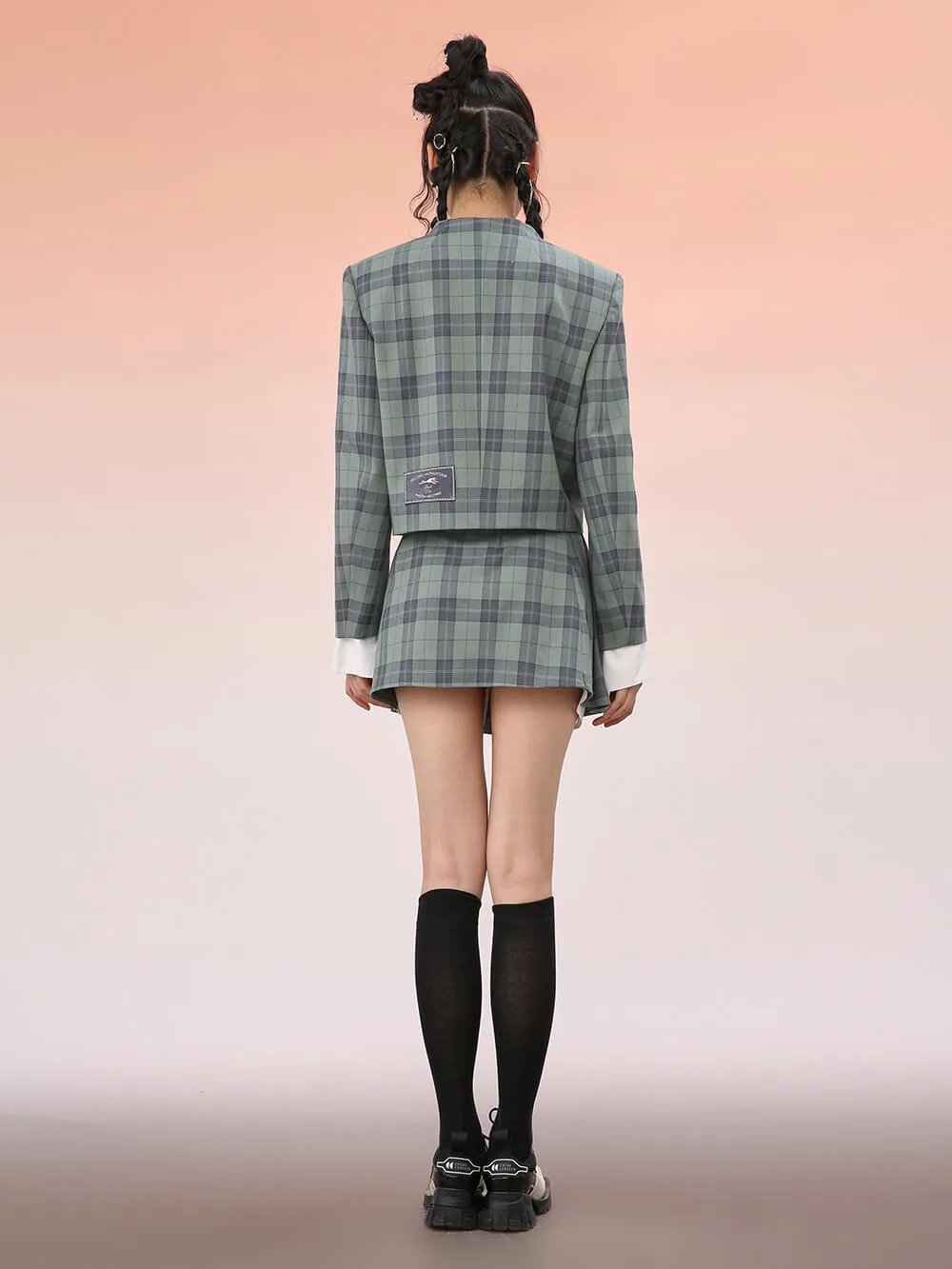 MUKZIN Plaid Irregular Blazer Suit