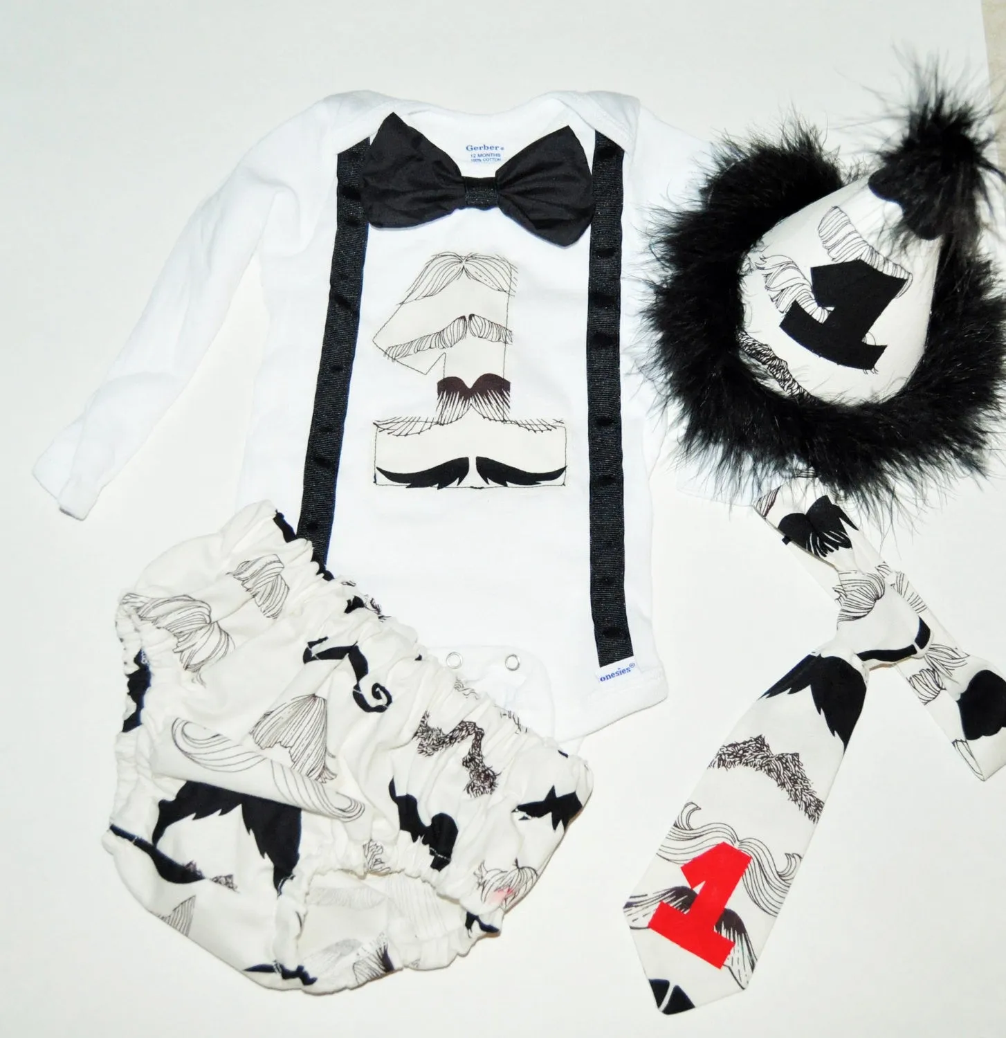 Mustache cake smash outfit with party hat, Black and white cake smash First Birthday Outfit, 1st 2nd 3rd  birthday,First Birthday Cake Smash