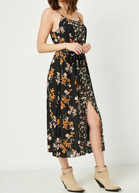 Mxed Floral Black Dress