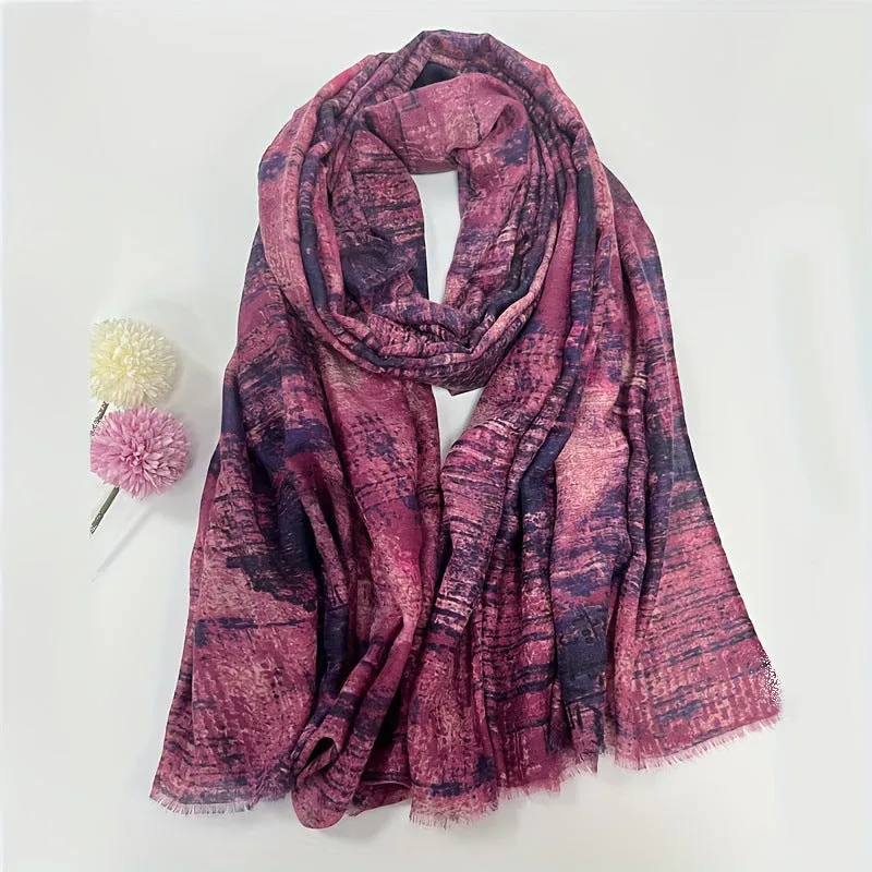 MY05Temperament satin scarf for women, high-end atmosphere, retro and versatile cashew flower, soft, comfortable and warm scarf