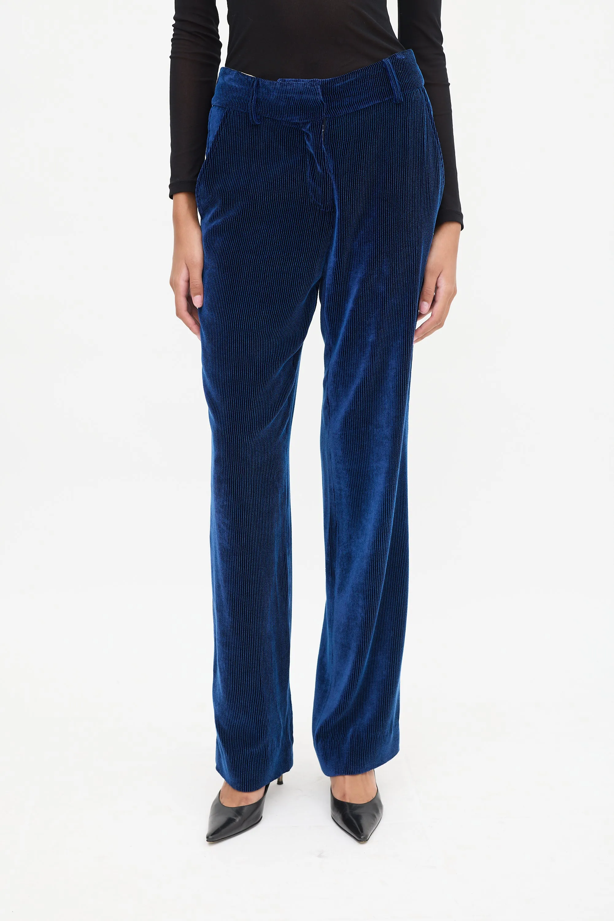 Navy Corduroy Straight Leg Trouser