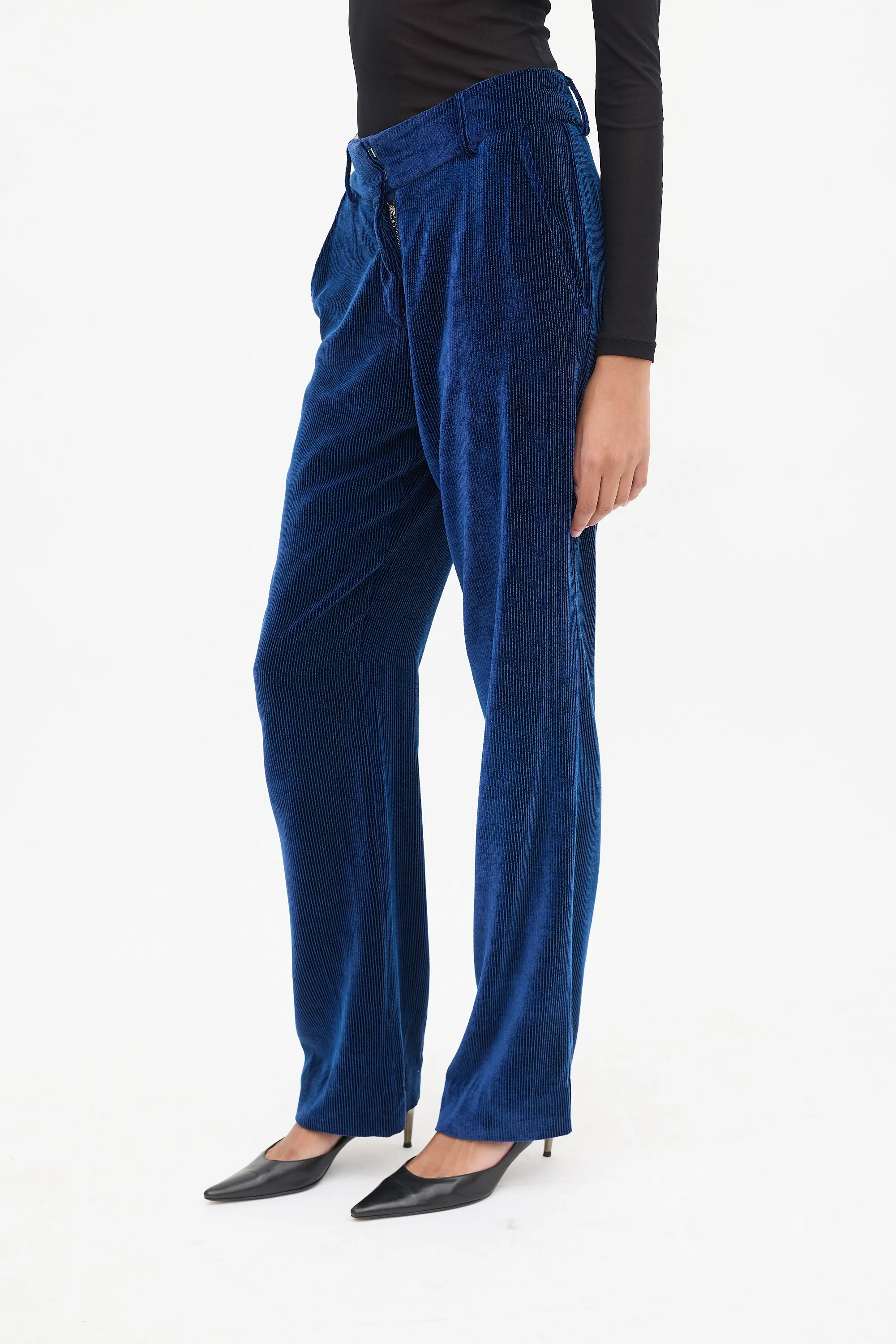 Navy Corduroy Straight Leg Trouser