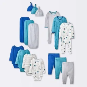 New - Baby Boys' 16pk Layette Gifting Bundle - Cloud Island Blue 0-3M