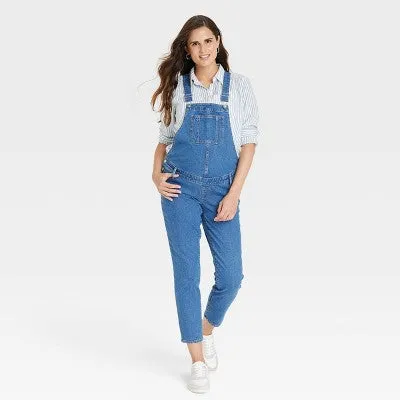 New - Denim Overalls Maternity Jumpsuit - Isabel Maternity by Ingrid & Isabel Medium Wash 2