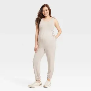 New - Sleeveless Maternity Leisure Jumpsuit - Isabel Maternity by Ingrid & Isabel Taupe S