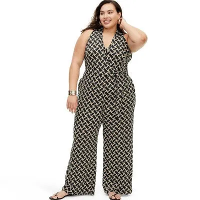 New - Women's Collared Sleeveless Vintage Weave Neutral Jumpsuit - DVF 3X