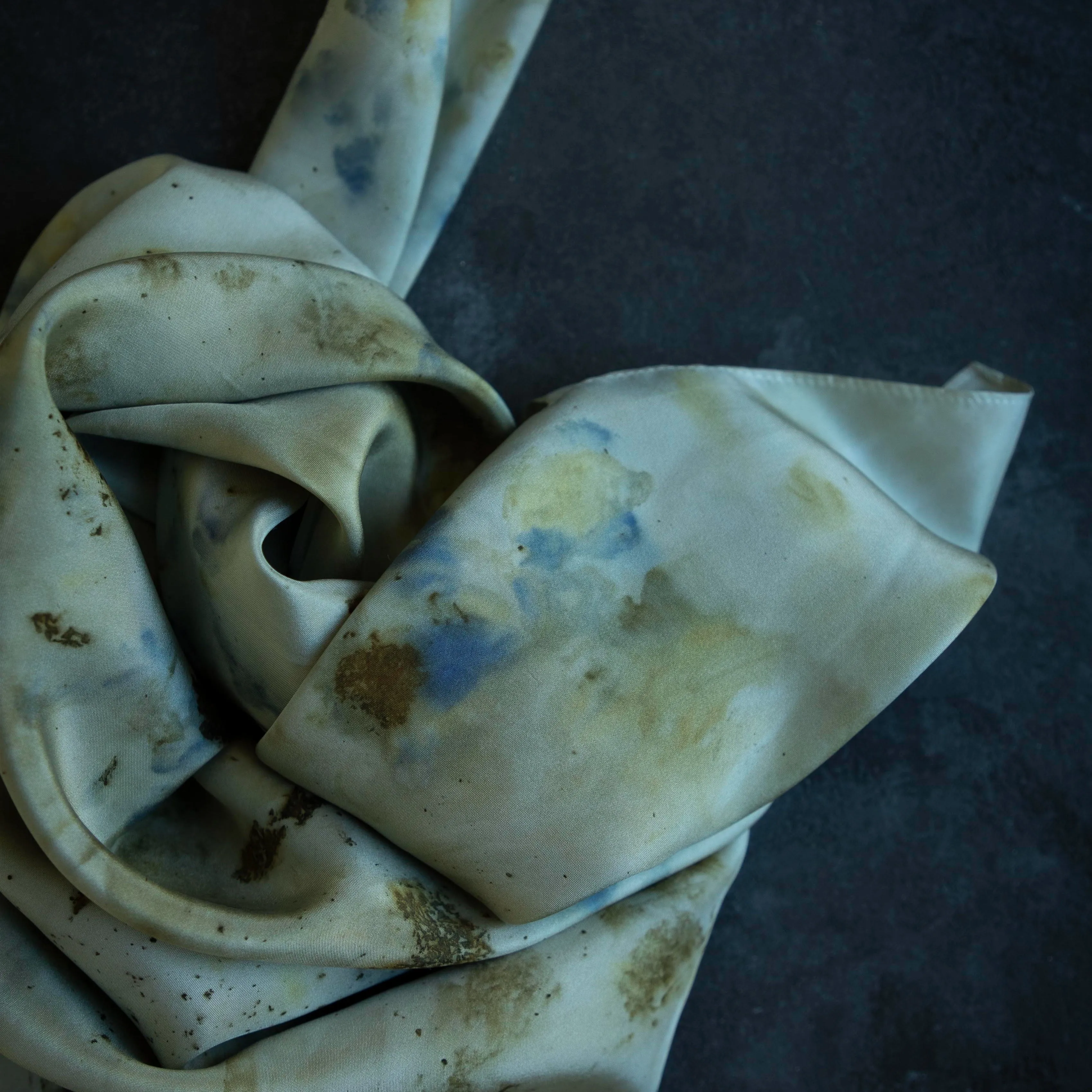 Original Eco-Dyed {Sage-Blue}  | 35 x 35" 100% Silk Scarf