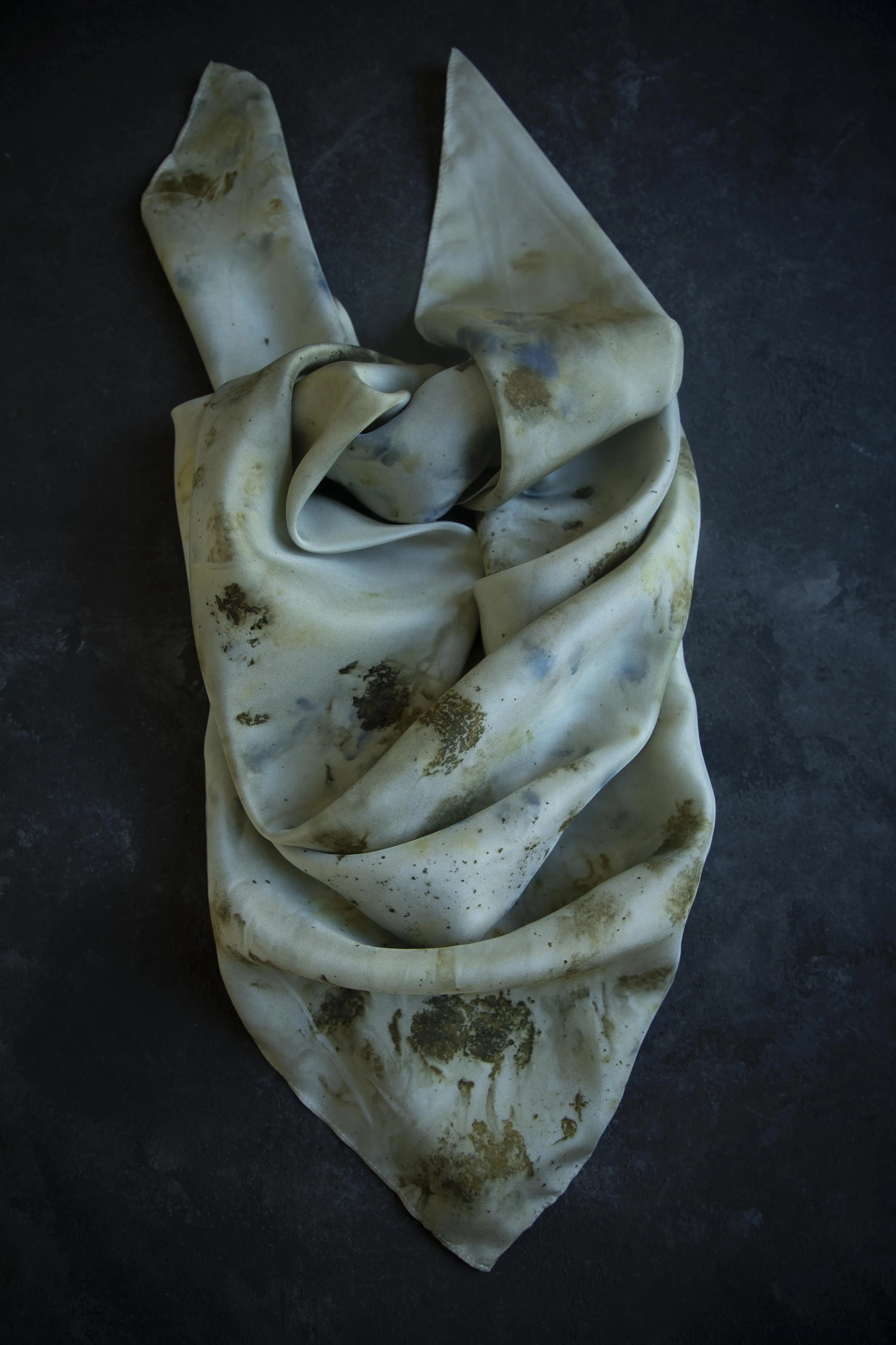 Original Eco-Dyed {Sage-Blue}  | 35 x 35" 100% Silk Scarf