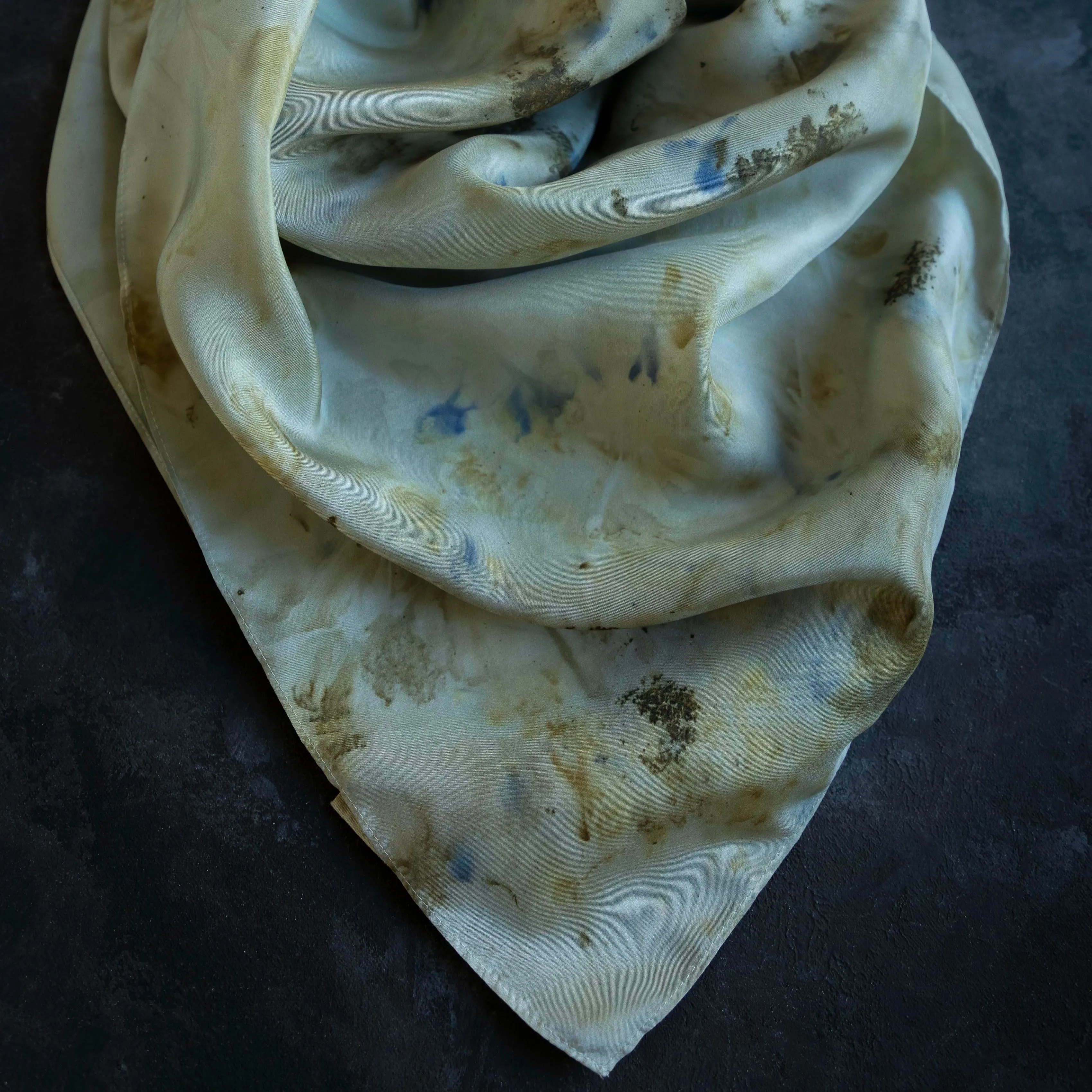 Original Eco-Dyed {Sage-Blue}  | 35 x 35" 100% Silk Scarf