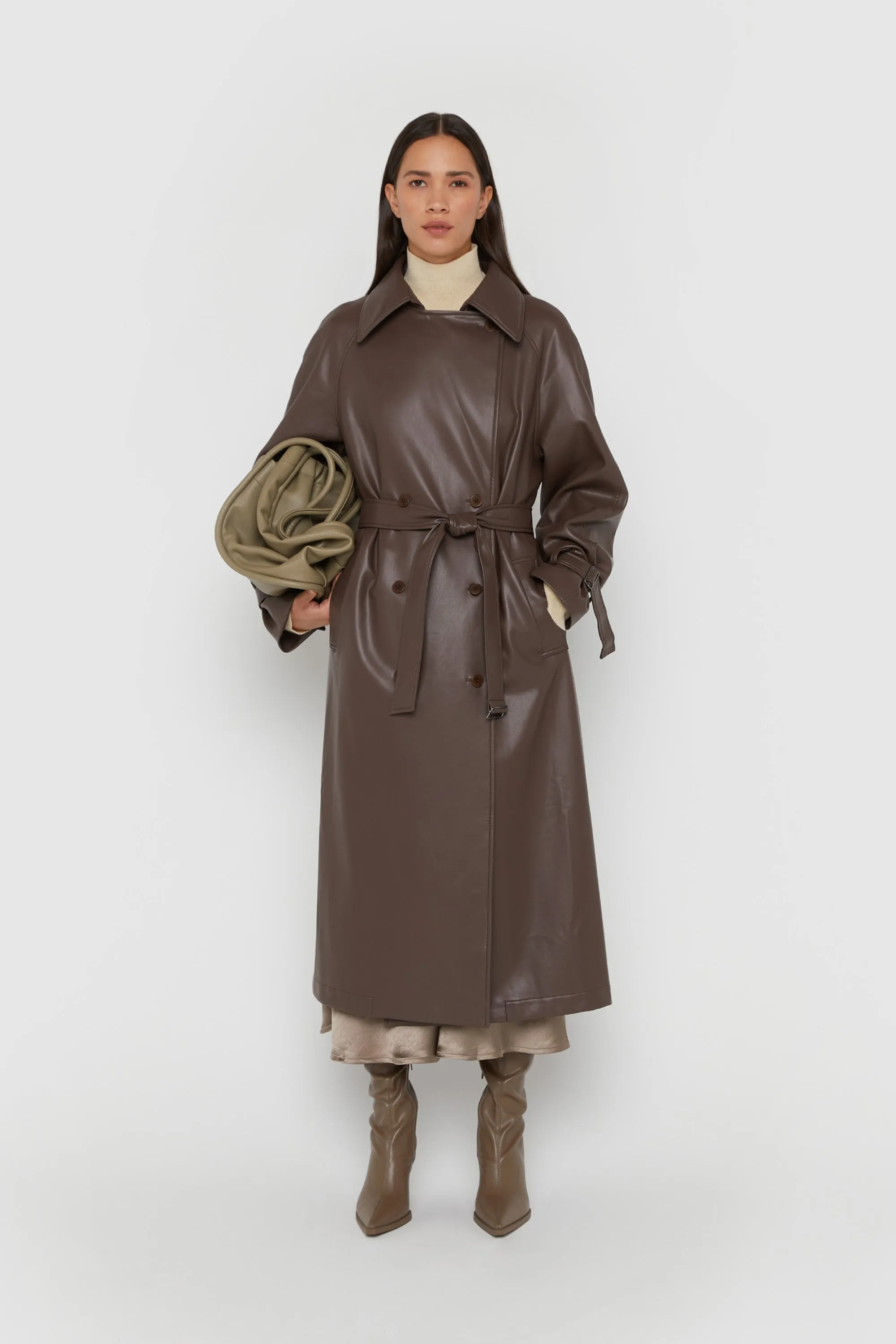 OVERSIZED VEGAN LEATHER TRENCH COAT