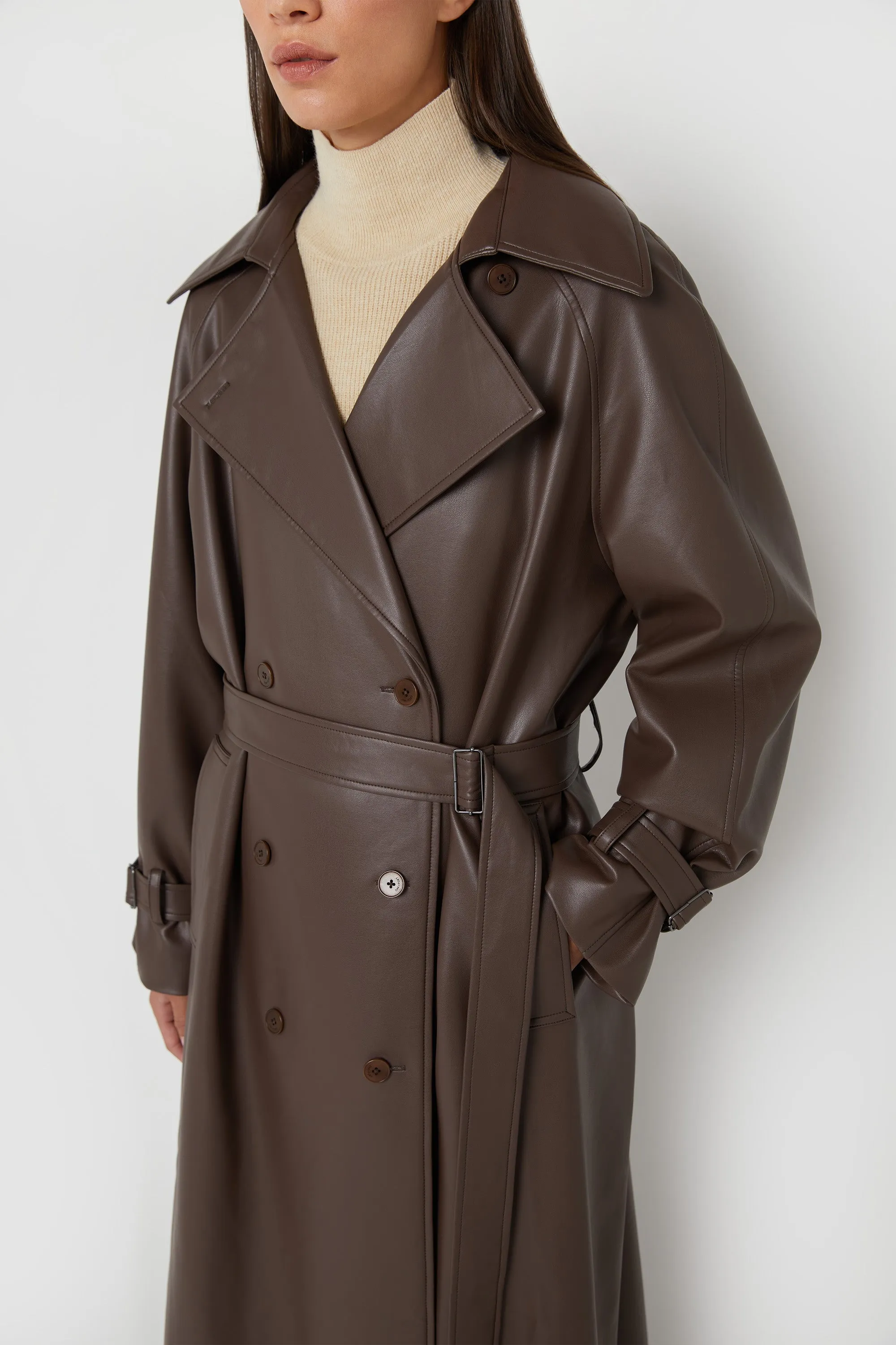 OVERSIZED VEGAN LEATHER TRENCH COAT