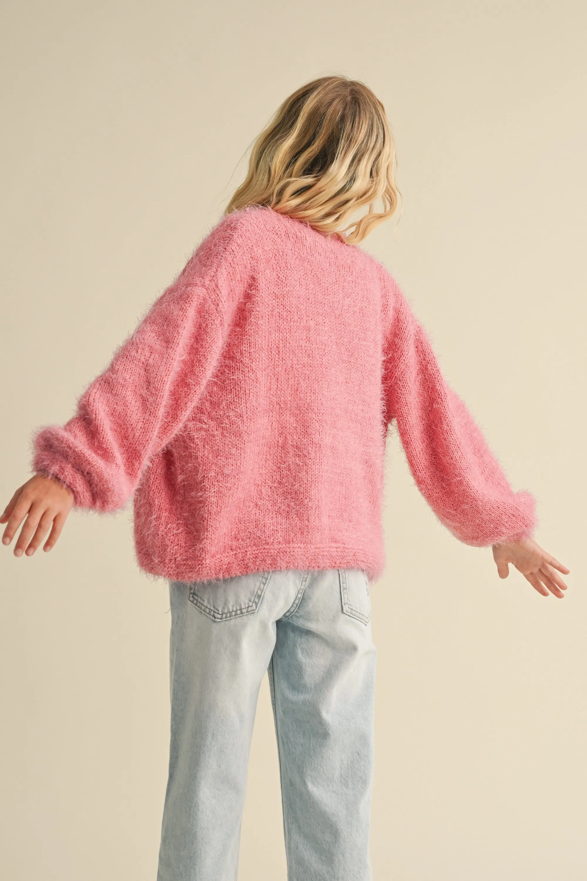 Pink Billow Fuzzy Cardigan