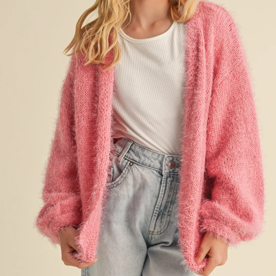 Pink Billow Fuzzy Cardigan