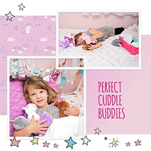 Pixie Crush Unicorn Toys Stuffed Animal Gift Plush Set With Rainbow Case 5 Piece