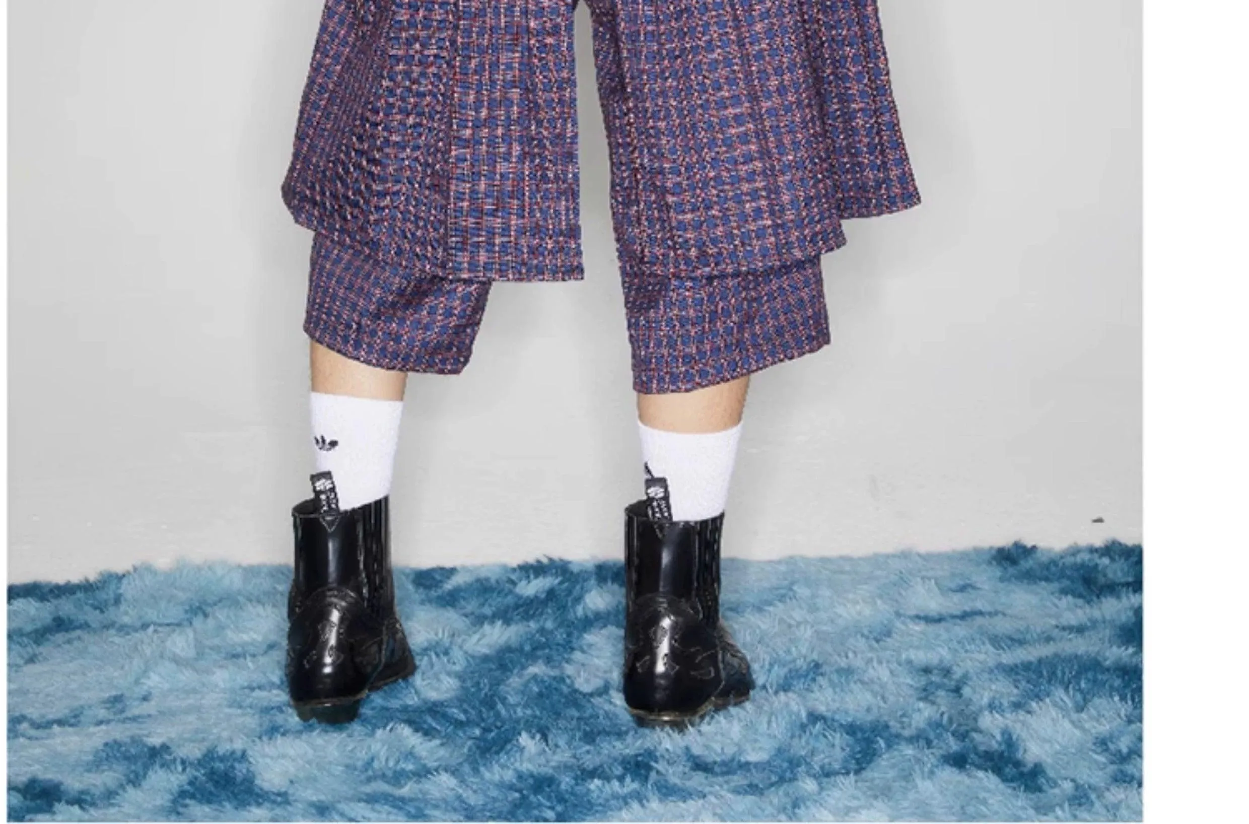 Plaid Buckle-Front Layered Unisex Skort