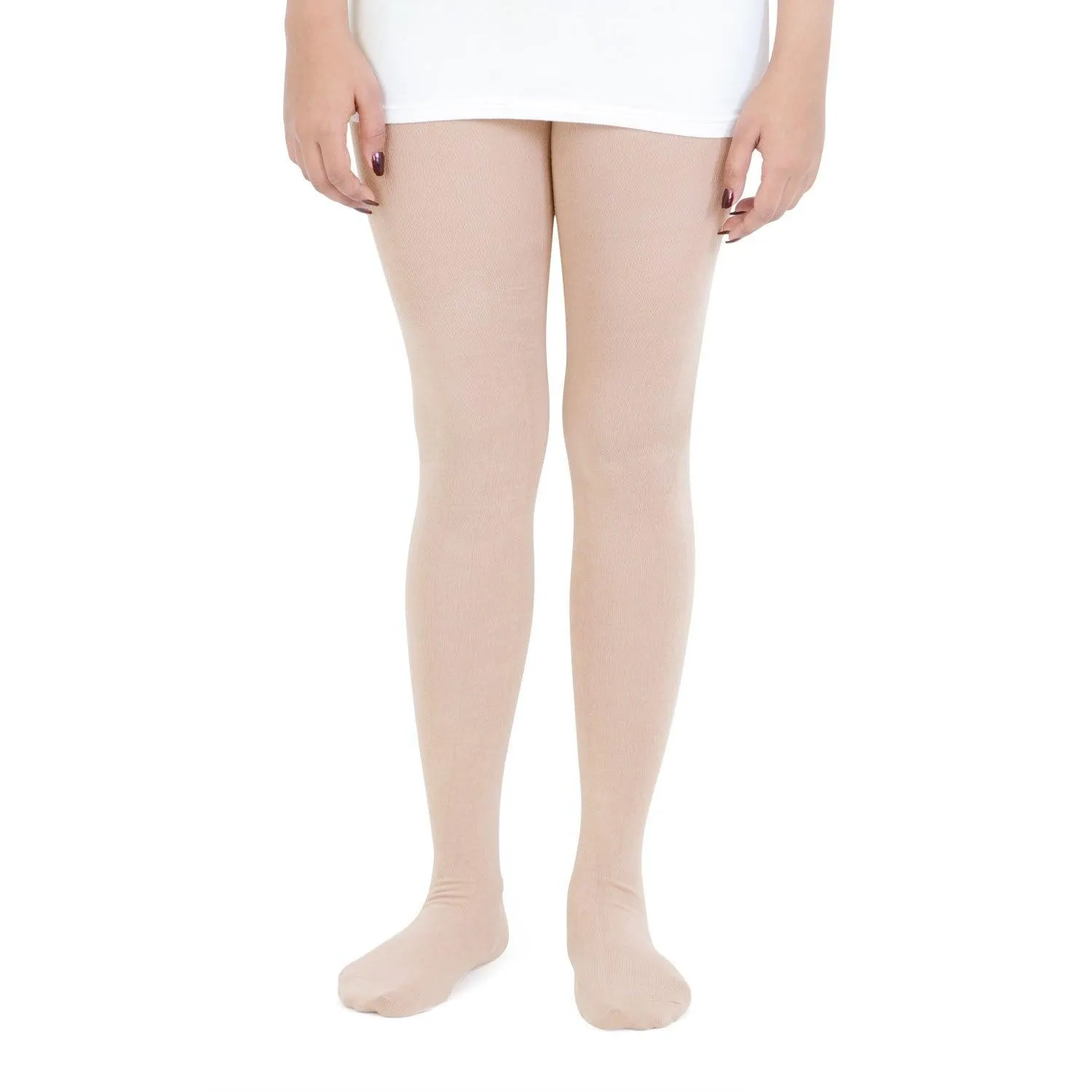 Plain Knitted Tights For Girls In Skin Color