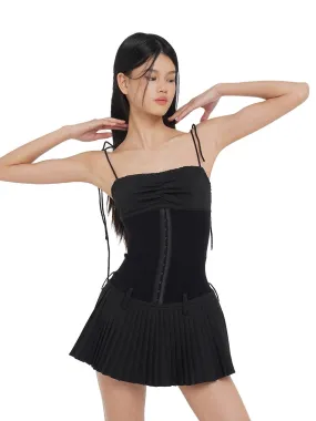 Pleated Spliced Mini Dress