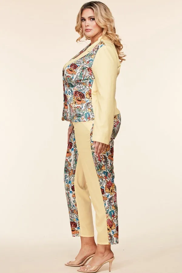 Plus Size Spring Mix & Match Two Piece Pant Suit - Multi Color