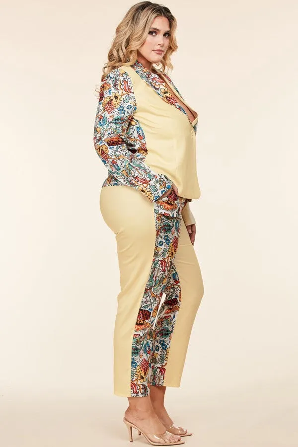 Plus Size Spring Mix & Match Two Piece Pant Suit - Multi Color