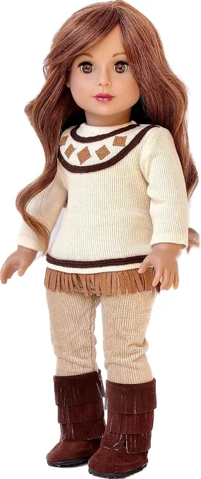 Pocahontas - Doll Clothes for 18 inch Dolls - 3 Piece Doll Outfit - Ivory Tunic, Corduroy Pants and Brown Boots