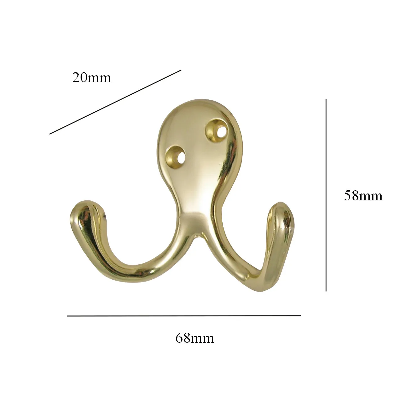 Polished Brass Double Coat Hooks