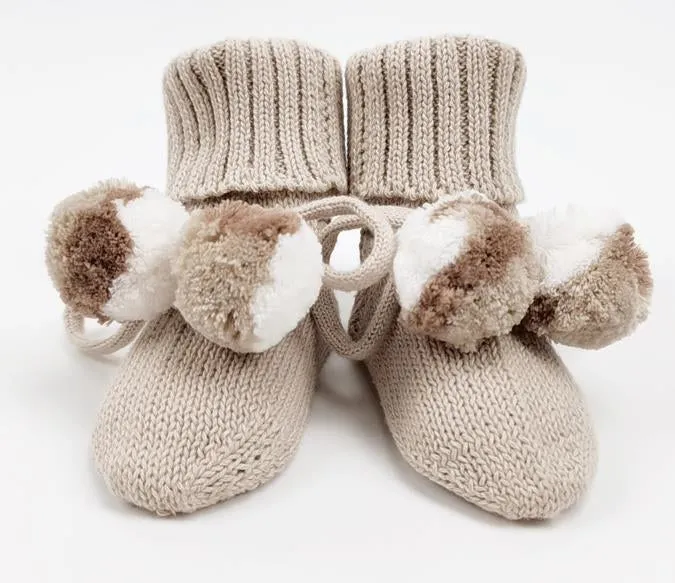 Pom Pom Baby Booties