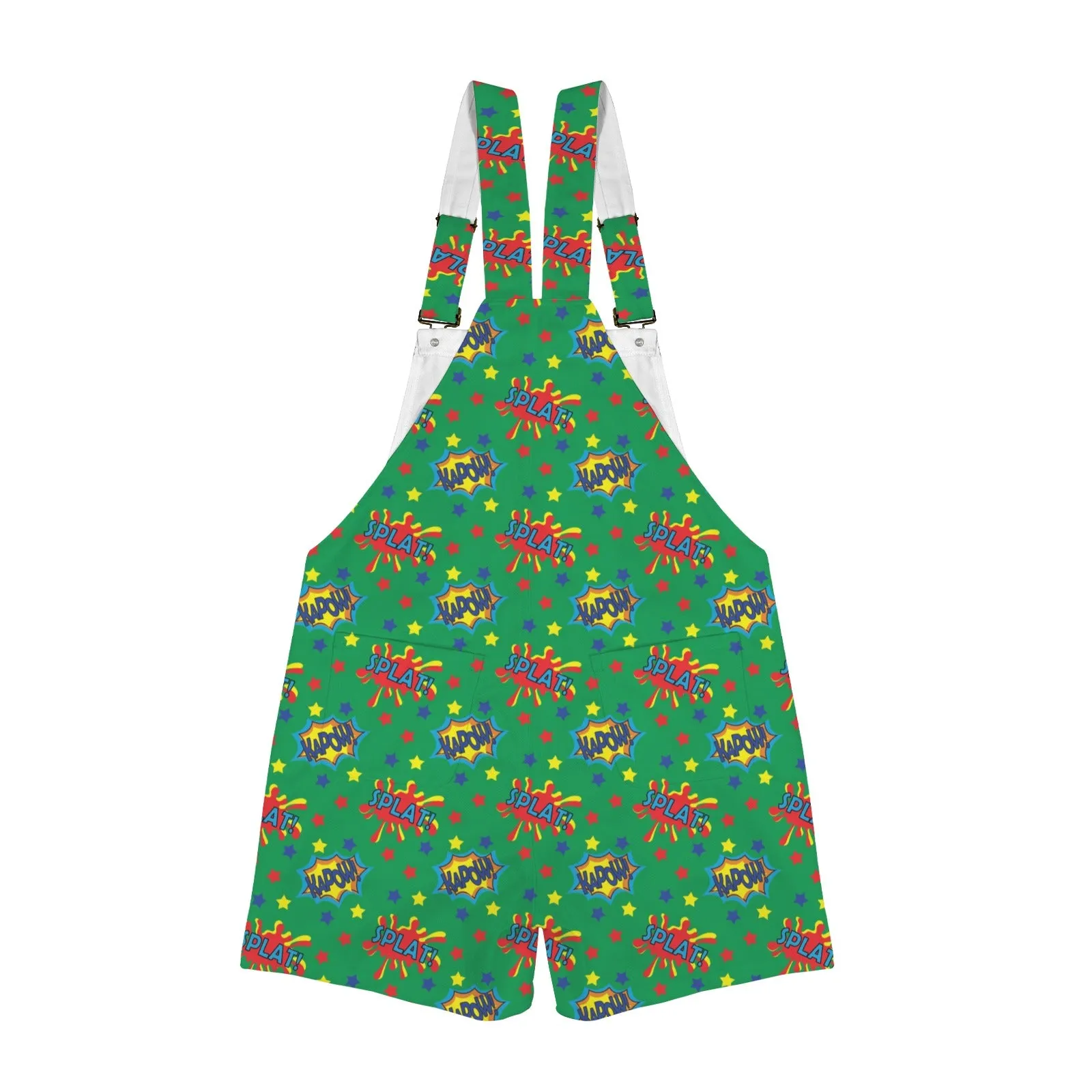 Pop Art Word Green Unisex Shorts Suspender Jumpsuit