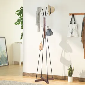 Reclaimed Wood And Metal Freestanding Coat Rack With Hooks Use In Bedroom, Living Room - Natural