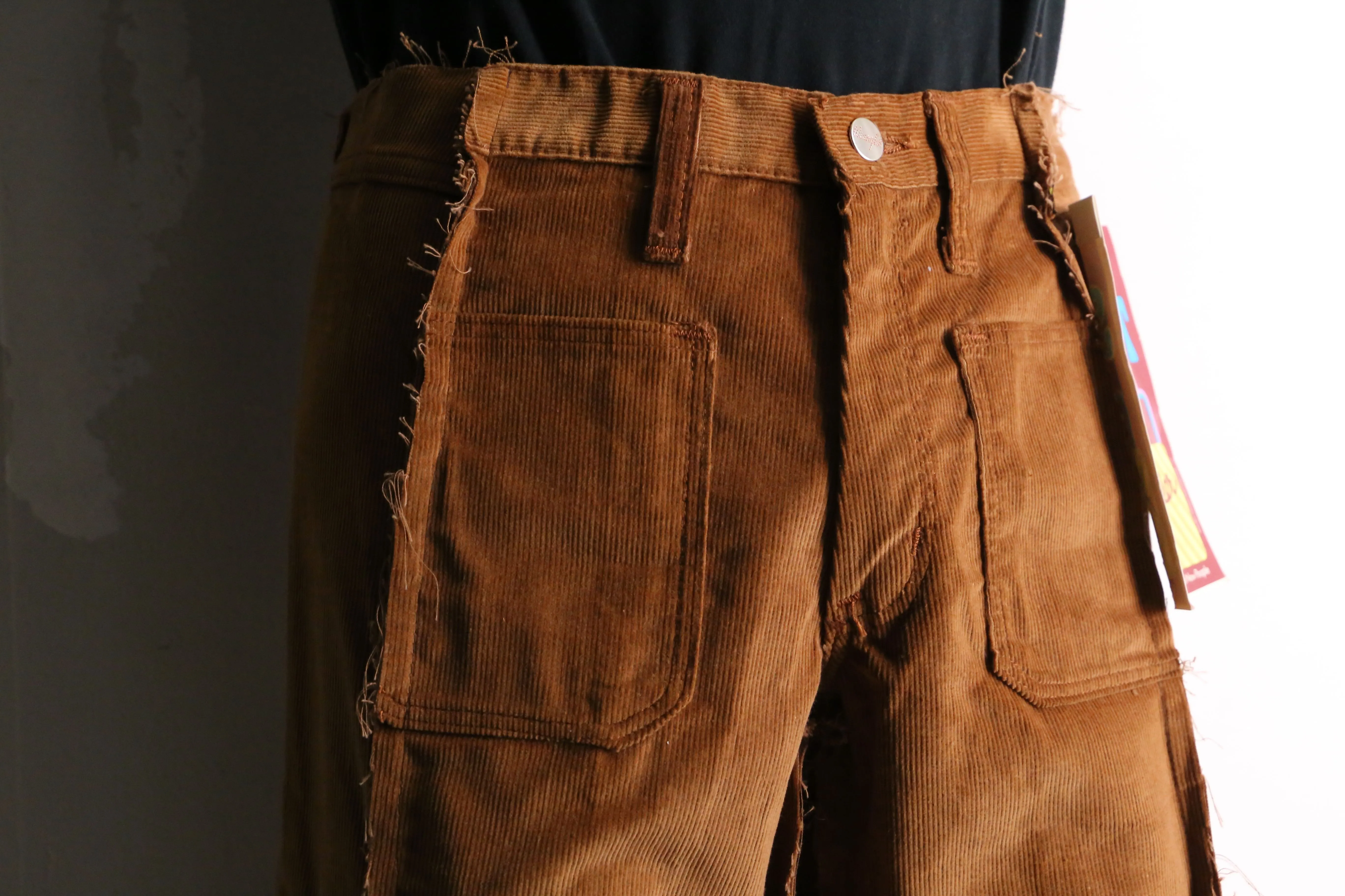 remake "再構築" camel brown corduroy buggy flare pants