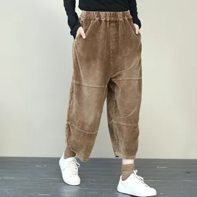 Retro Plus Size Corduroy Pants For Women